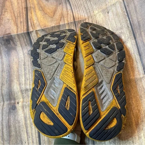Hoka One One Gray and Yellow Athletic Shoes with Cushioned Sole size 13D