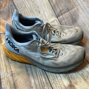Hoka One One Gray and Yellow Athletic Shoes with Cushioned Sole size 13D