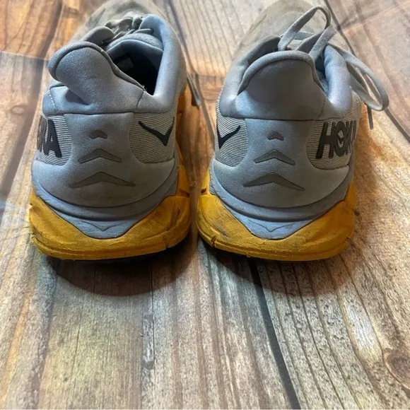 Hoka One One Gray and Yellow Athletic Shoes with Cushioned Sole size 13D