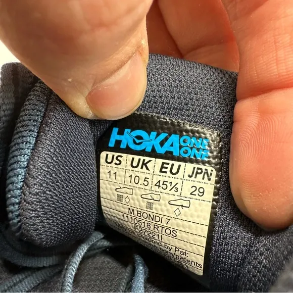 Hoka One One Mens 11 Bondi 7 Running Shoes Sneakers Blue/Red Road Gym Low