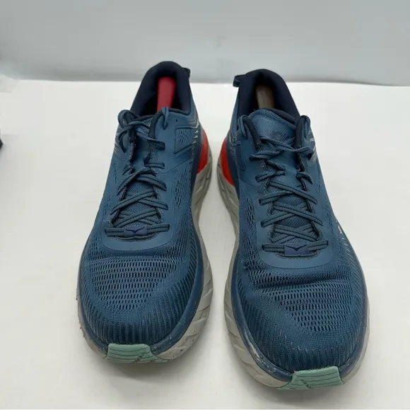 Hoka One One Mens 11 Bondi 7 Running Shoes Sneakers Blue/Red Road Gym Low