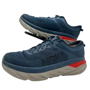 Hoka One One Mens 11 Bondi 7 Running Shoes Sneakers Blue/Red Road Gym Low
