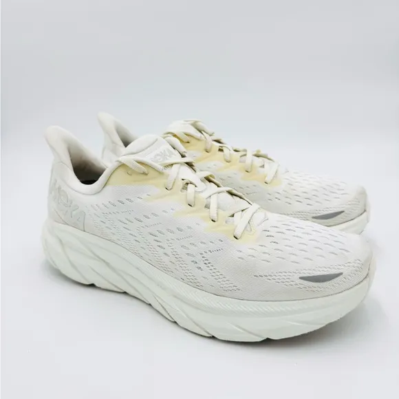 Hoka One One Men’s Clifton 8 Ultra White Road Running Shoes Size 12 D
