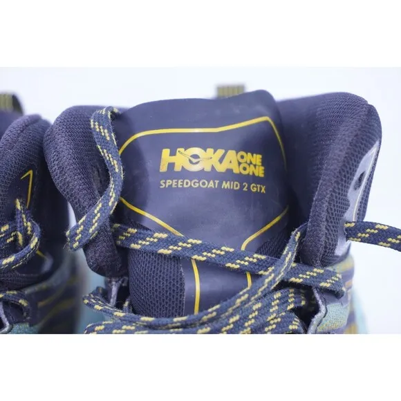 Hoka One One Speedgoat Mid 2 GTX Womens 9 Gore-Tex Trail Hiking Shoes Blue Black