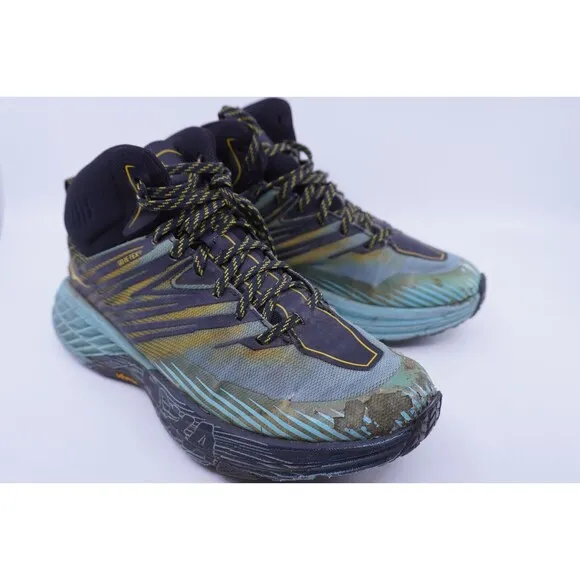 Hoka One One Speedgoat Mid 2 GTX Womens 9 Gore-Tex Trail Hiking Shoes Blue Black