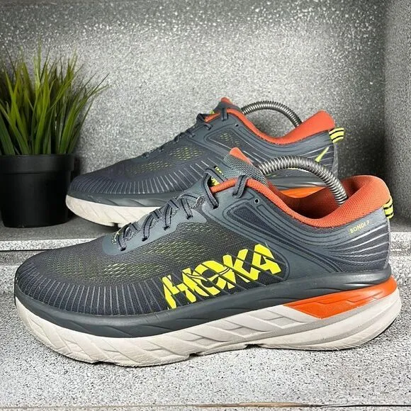 Hoka One One Bondi 7 Turbulence/Chili Sneakers Shoes Size 8