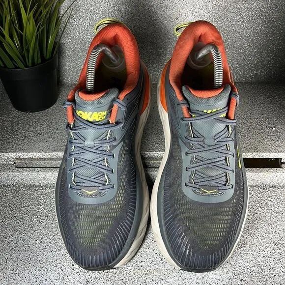 Hoka One One Bondi 7 Turbulence/Chili Sneakers Shoes Size 8