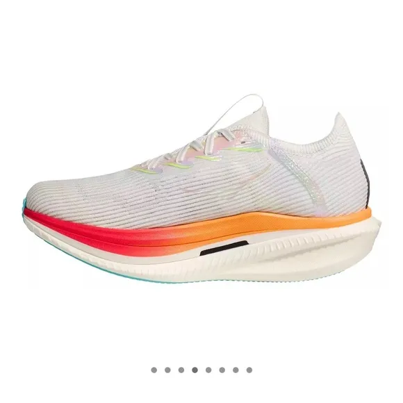Hoka White and Red Athletic Shoes with Carbon Plate Design