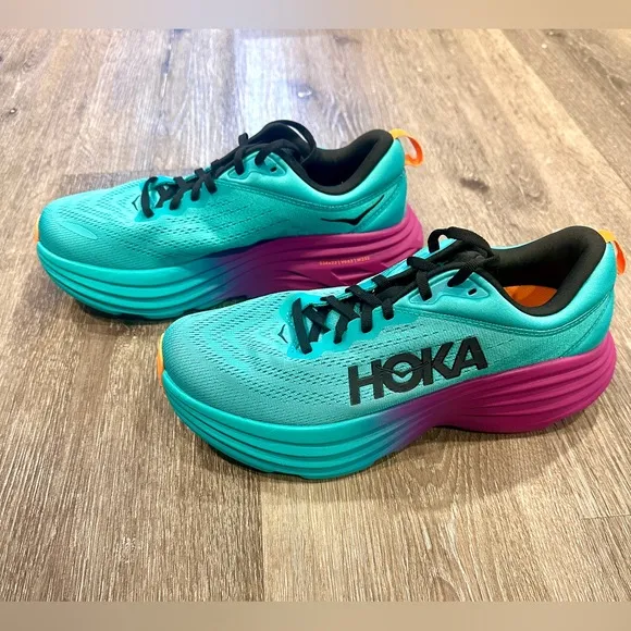 Hoka Women's Bondi 8 Running Shoes Sneakers Electric Aqua/Black Women’s