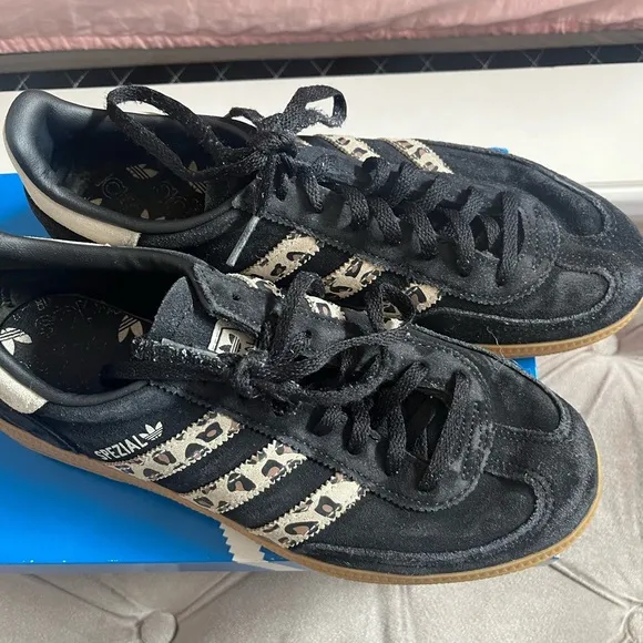 💥HP 💥 Adidas Handball Spezial Black White Leopard Sneaker Shoes