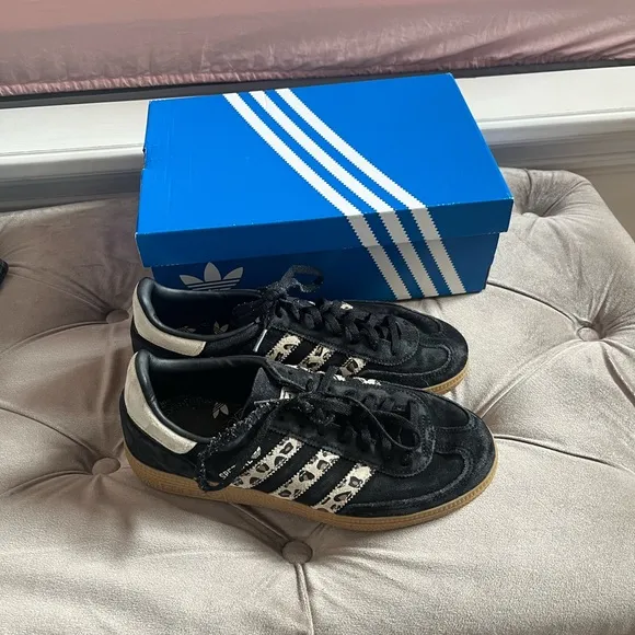 💥HP 💥 Adidas Handball Spezial Black White Leopard Sneaker Shoes