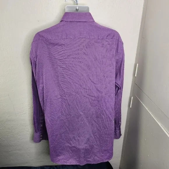 Hugo Boss Regular Fit Easy Iron Button Down Men Long Sleeve Shirt Size 17 Purple