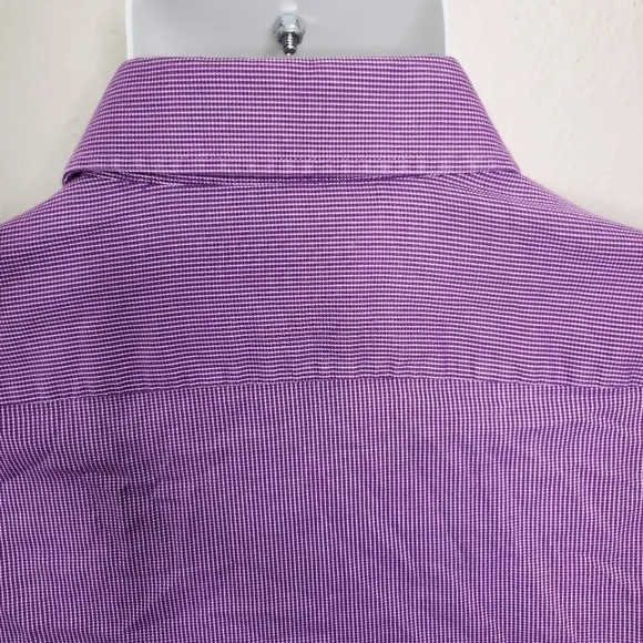 Hugo Boss Regular Fit Easy Iron Button Down Men Long Sleeve Shirt Size 17 Purple