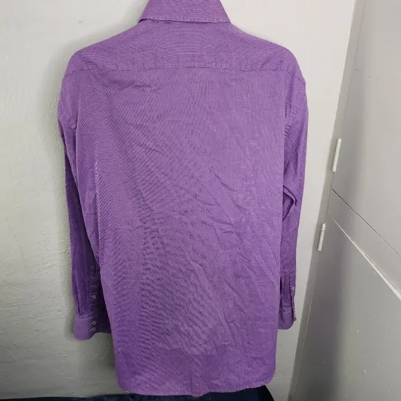 Hugo Boss Regular Fit Easy Iron Button Down Men Long Sleeve Shirt Size 17 Purple
