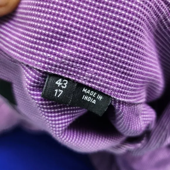 Hugo Boss Regular Fit Easy Iron Button Down Men Long Sleeve Shirt Size 17 Purple