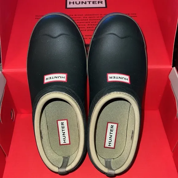 HUNTER Women's Neoprene Gardener Clogs Dark Olive/Clay RARE COLOR COMBO!!