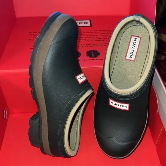 HUNTER Women's Neoprene Gardener Clogs Dark Olive/Clay RARE COLOR COMBO!!