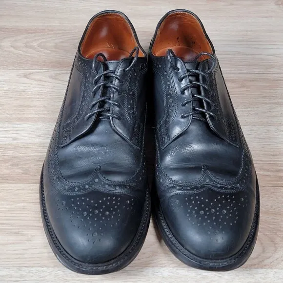 J Crew Ludlow Derby Shoes Men Size 12 D Black Long Wing Brogue Leather Round Toe
