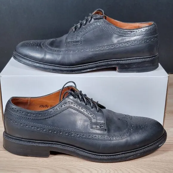 J Crew Ludlow Derby Shoes Men Size 12 D Black Long Wing Brogue Leather Round Toe