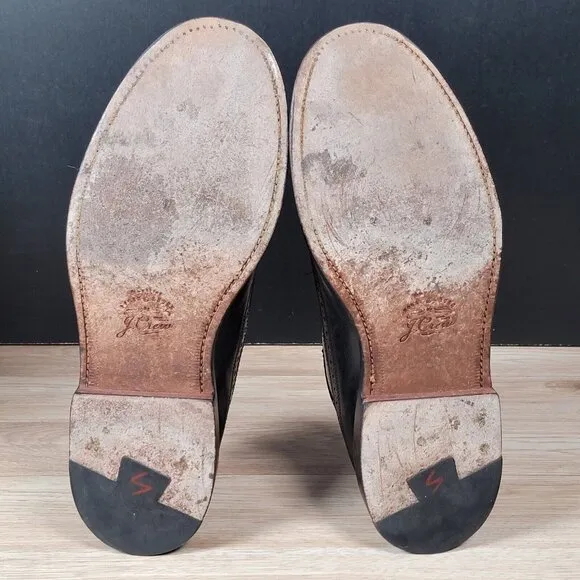 J Crew Ludlow Derby Shoes Men Size 12 D Black Long Wing Brogue Leather Round Toe