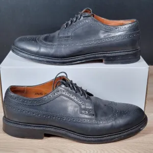 J Crew Ludlow Derby Shoes Men Size 12 D Black Long Wing Brogue Leather Round Toe