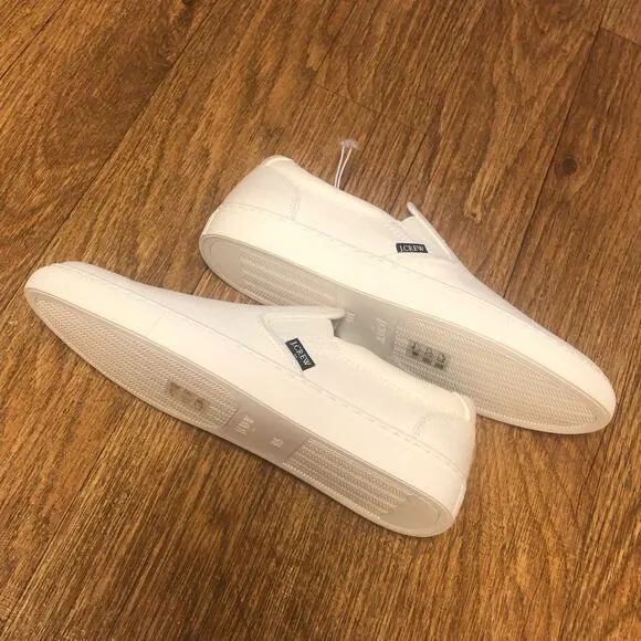 J. Crew Women’s White Road Trip Canvas Slip-One Sneakers Shoes Size 10.5