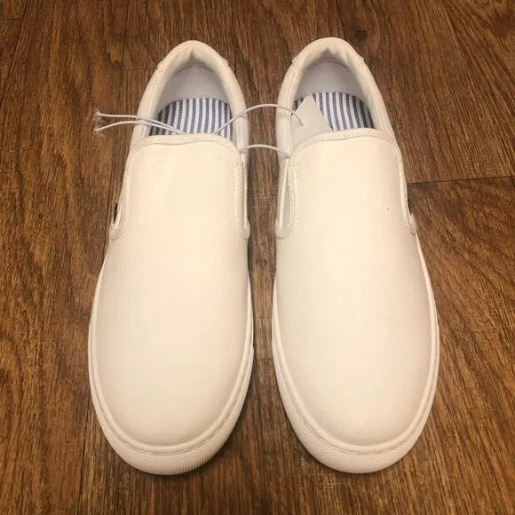 J. Crew Women’s White Road Trip Canvas Slip-One Sneakers Shoes Size 10.5