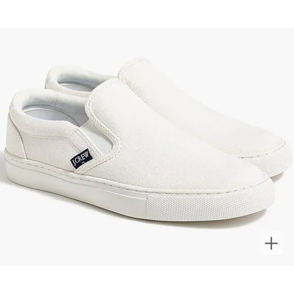 J. Crew Women’s White Road Trip Canvas Slip-One Sneakers Shoes Size 10.5