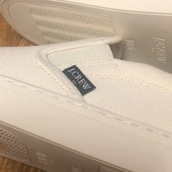 J. Crew Women’s White Road Trip Canvas Slip-One Sneakers Shoes Size 10.5