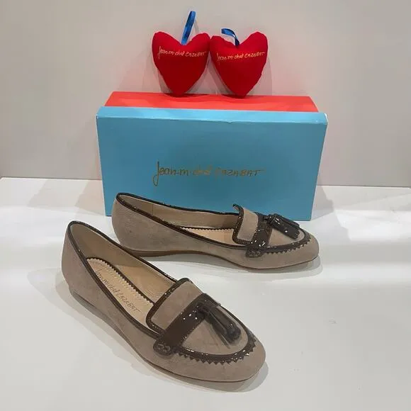 Jean-Michel Cazabat 37 Romaine Flat Loafers Clay Suede Tassel Patent Leather