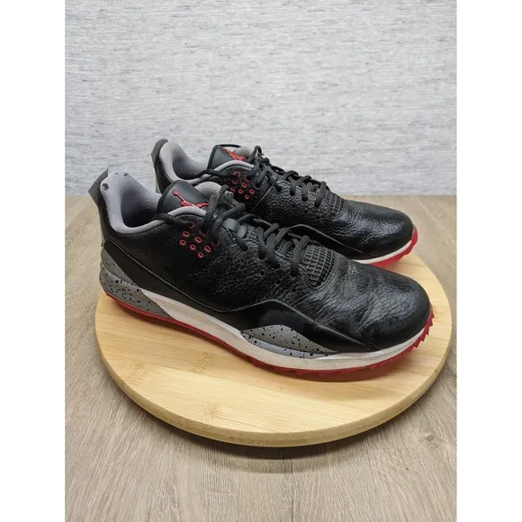 Jordan ADG 3 Golf Shoes Black Cement Red Trim Spiked Mens Size 10