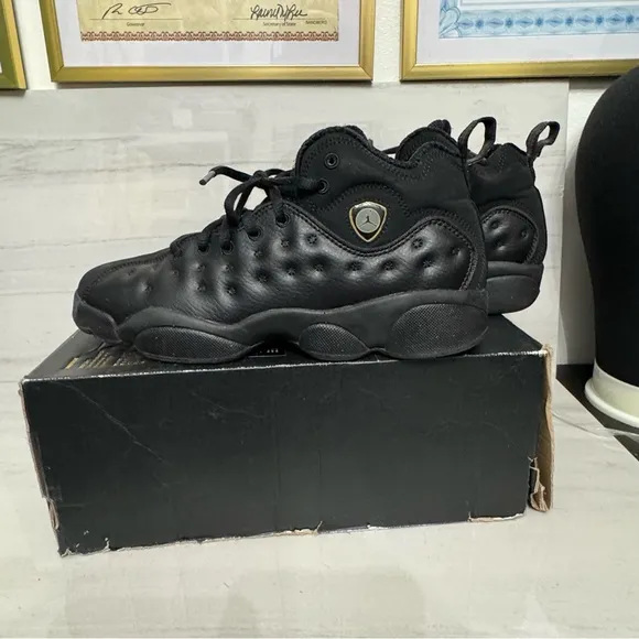 Jordan Black Athletic Shoes with Quilted Leather
