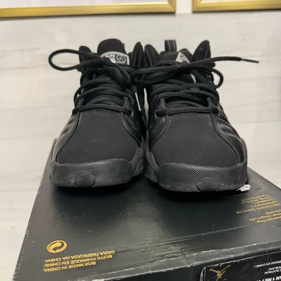 Jordan Black Athletic Shoes with Quilted Leather