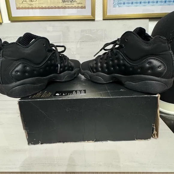 Jordan Black Athletic Shoes with Quilted Leather