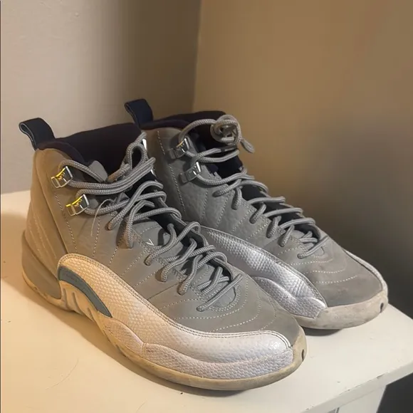 Jordan Gray and White Sneakers Athletic Design