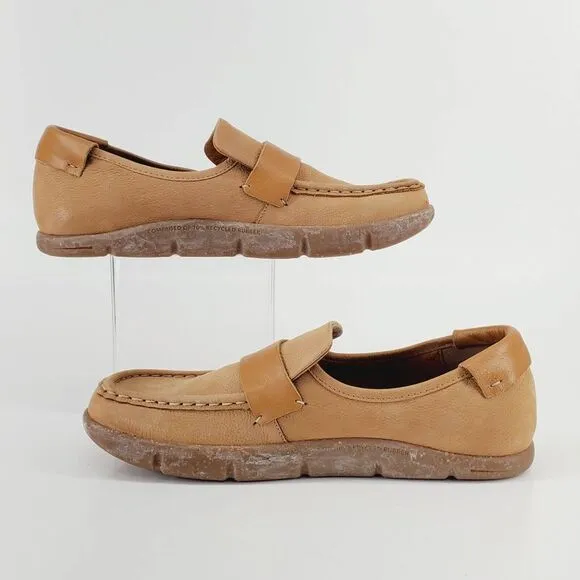 KALSO Earth Shoe Dabb Nubuck Leather Loafer Negative Heel Brown Cognac Size 10 W
