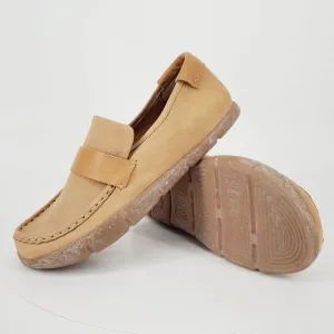 KALSO Earth Shoe Dabb Nubuck Leather Loafer Negative Heel Brown Cognac Size 10 W