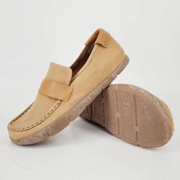 KALSO Earth Shoe Dabb Nubuck Leather Loafer Negative Heel Brown Cognac Size 10 W