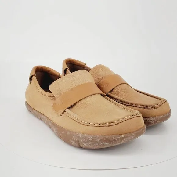 KALSO Earth Shoe Dabb Nubuck Leather Loafer Negative Heel Brown Cognac Size 10 W