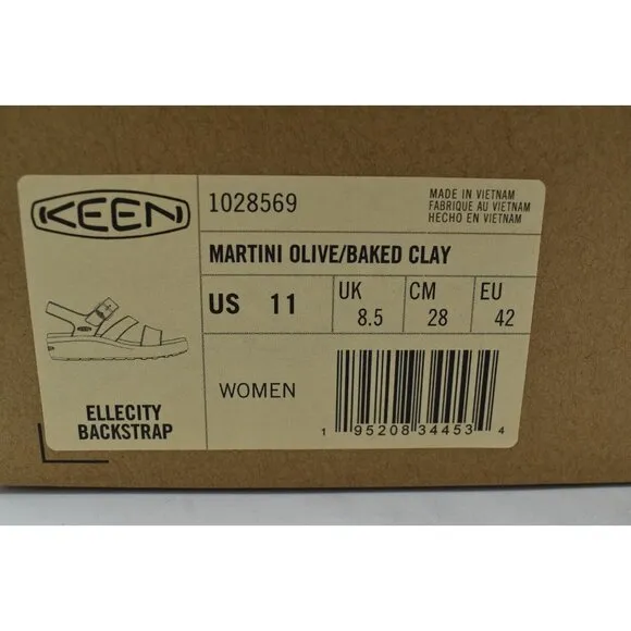 Keen Womens Size 11 Ellecity Backstrap Nubuck Olive Clay Sandals Shoes