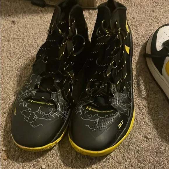 Kids Black and Yellow Basketball Shoes