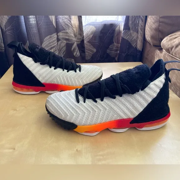 Lebron James 16 GS white lazer orange black basketball shoes customizable patch