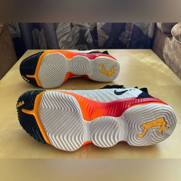 Lebron James 16 GS white lazer orange black basketball shoes customizable patch