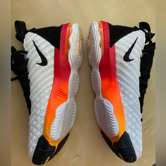 Lebron James 16 GS white lazer orange black basketball shoes customizable patch