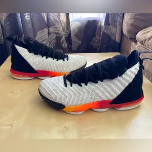 Lebron James 16 GS white lazer orange black basketball shoes customizable patch