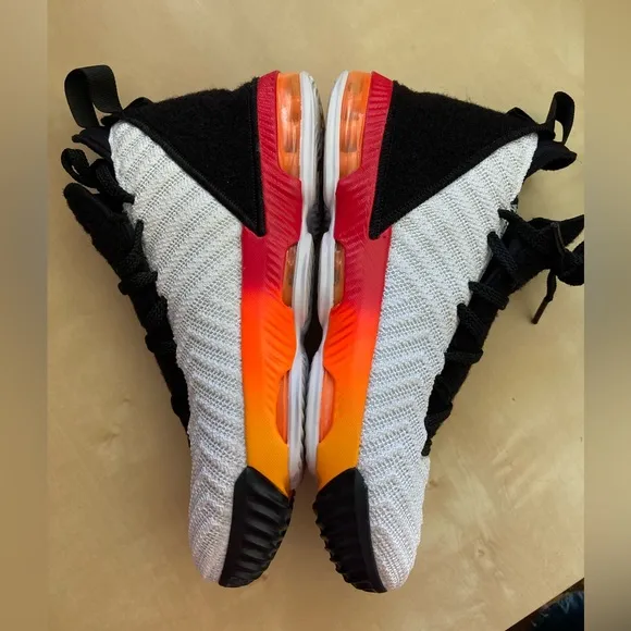 Lebron James 16 GS white lazer orange black basketball shoes customizable patch