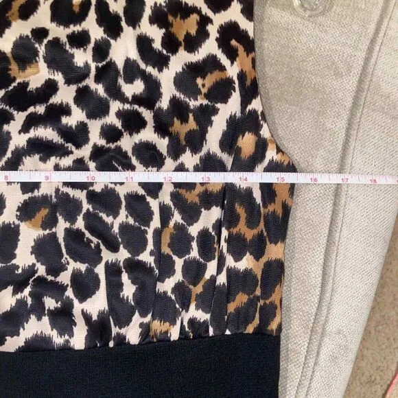 Leopard Long Dress Vintage Women's Mock Neck Sleeveless Animal Print XSmall