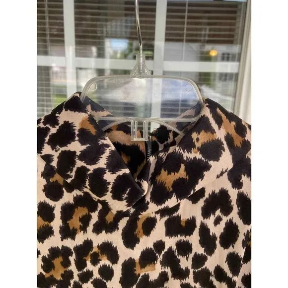 Leopard Long Dress Vintage Women's Mock Neck Sleeveless Animal Print XSmall