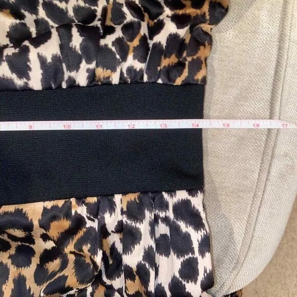 Leopard Long Dress Vintage Women's Mock Neck Sleeveless Animal Print XSmall