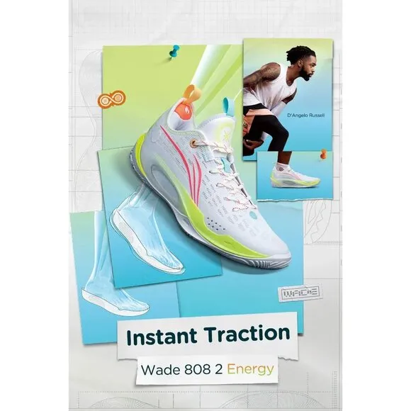 Li Ning Way of Wade Cloud Plus 808 II 2 Energy Basketball Shoes White Neon Green